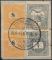 1900 1kr + 2 X 8kr + 1f Vegyes Bérmentesítés / Mixed Franking 'VEREBÉLY' - Otros & Sin Clasificación