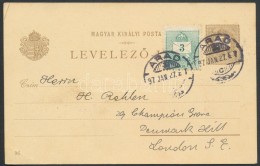 1897 2kr Millenniumi Díjjegyes LevelezÅ‘lap 3kr Díjkiegészítéssel Londonba / 2kr... - Otros & Sin Clasificación