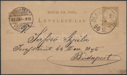 1892 2kr Díjjegyes LevelezÅ‘lap Vasúti Bélyegzéssel / PS-card With Railway Cancellation... - Otros & Sin Clasificación