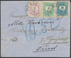 1877 2kr, 3kr és 10kr Levélen / On Cover 'DUBICA' - Triest - Other & Unclassified