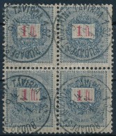 O 1888 Feketeszámú Krajcáros 1Ft Négyestömb / Mi 39 Block Of 4 - Otros & Sin Clasificación