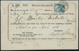 1872 Réznyomat 10kr Tértivevényen / Mi 11 On Retour Recepisse 'BORGOPRUND' - Otros & Sin Clasificación