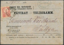 1872 Réznyomat 5kr Táviraton / Mi 10 On Telegramm 'SZERENCS' - Tállya - Otros & Sin Clasificación