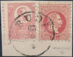 1867 5kr + KÅ‘nyomat 5kr Vegyes Bérmentesítés (400.000) / 1867 5kr + Mi 3 Mixed Franking On... - Other & Unclassified