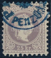 O 1867 25kr Barnásibolya / Brown-violet Kék/blue 'PÉNZUTA(LVÁNY)' (60.000) - Otros & Sin Clasificación