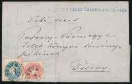 1863 5kr + 10kr Távolsági Levélen / On Domestic Cover 'PESTH' - 'PRESSBURG' - Autres & Non Classés