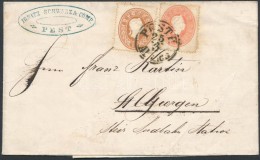 ~1861 5kr + 10kr Levélen / On Cover 'PESTH Abends' - 'ST.GEORGEN Bahnhof' - Otros & Sin Clasificación