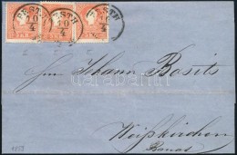 1859 3 X 5kr, KülönbözÅ‘ Típusúak, Levélen / Type I. + 2 X Type II. On Cover... - Autres & Non Classés