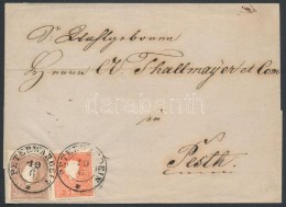 1858 5kr + 10kr Levélen / On Cover 'PETERWARDEIN' - Pest - Other & Unclassified