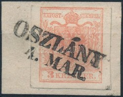 1850 3kr MP III. 'OSZLÁNY' Certificate:Babor - Other & Unclassified