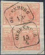 1850 3kr 2 FüggÅ‘leges Pár / 2 Vertical Pairs 'OEDENBURG' - Otros & Sin Clasificación