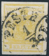 O 1850 1kr MP III. Citromsárga / Lemon 'PESTH' Certificate: Steiner - Other & Unclassified