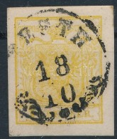 O 1850 1kr MP III. Krómsárga / Chrome Yellow 'PESTH' Certificate: Ferchenbauer - Other & Unclassified