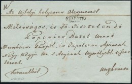 1845 Hivatalos Levél 'VELEJTE' - Ungvár - Other & Unclassified