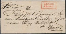 1837 Félportós Levél / Cover With Half Postage Due Piros/red 'ZENGG FRANCO' - Other & Unclassified