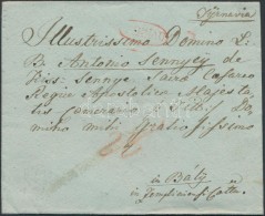 1835 Portós Levél Piros / Unpaid Cover Red '(TY)RNAU' - Altri & Non Classificati