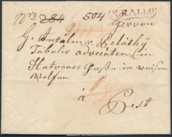 1832 Portós Levél / Unpaid Cover Piros / Red 'N.KALLO' - Pesth - Autres & Non Classés