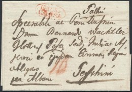 1829 Portós Levél Piros / Unpaid Cover Red 'GROS= / CANISA' - Andere & Zonder Classificatie