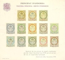 Spanish Andorra 1978 Vegueria Episcopal - Servei D'emmissions Souvenirsheet With Newprint Of Proves Of 1910   MNH(**) - Bischöfliche Viguerie