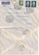 Norway  1957 First Flight Copenhagen - Tokio Via North Pole, Registered Letter Mi 396 And 405 Pair Cover - Briefe U. Dokumente