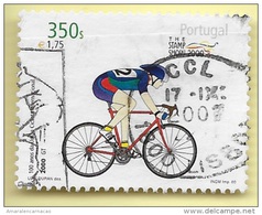 TIMBRES - STAMPS - PORTUGAL - 2000 - 100 ANS L’UNION CYCLISTE INTERNATIONALE - TIMBRE OBLITÉRÉ CLÔTURE DE SÉRIE - Used Stamps