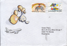 51618- PLANE, ONION, MUSHROOMS, GARLIC SPECIAL COVER, CHILDRENS DRAWINGS STAMPS, 2000, NETHERLANDS - Briefe U. Dokumente