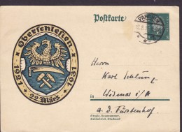 Deutsches Reich Postal Stationery Ganzsache 'Oberschlesien' Cachet PARCHIM 1931 WISMAR A. D. FÜRSTENHOF (2 Scans) - Briefkaarten