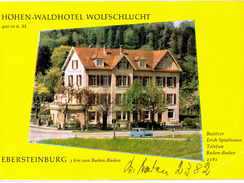 Vieux Papiers - Pub Hôtel - Höhen Waldhotel Wolfschlucht - Ebersteinburg Bei Baden Baden (Allemagne) - Werbung