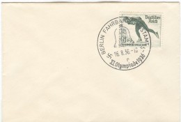 GERMANY Cover With Olympic Stamp And Olympic Cancel Berlin Fahrbares Postamt R Of 16.8.36-18 Closing Day - Sommer 1936: Berlin