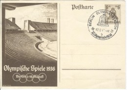 GERMANY Stationery With Olympic Cancel Berlin Olympia-Stadion S Of 10.8.36-17 - Ete 1936: Berlin