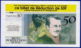 1 SPECIMEN VRAIE FAUSSE MONNAIE 50 FRANCS QUELLE AVEC SOUCHE DOCUMENT FICTIF 15,7X9,3cm - Fictifs & Spécimens