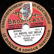 78 T -  20 Cm - état B -  MARJAL - LA ROUTE EST BELLE - SERENADE DE DON JUAN - 78 T - Disques Pour Gramophone