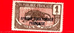 AFRICA Equatoriale - AEF - CONGO - Usato - 1924 - Leopardo (Panthera Pardus) - 1 - Used Stamps