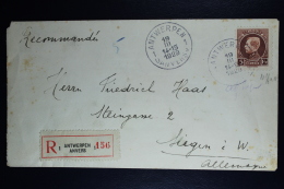 Belgium: Registered Cover Antwerp To Siegen Germany   OPB  218  1929 - Cartas & Documentos