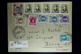 Belgium  Registered Cover Brussels To Bern 1925, OPB  166 Strip Of 5 ,193 , 194, 197, 293 - Lettres & Documents