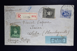 Belgium Registered Airmail Cover Virton To Lula Stanleyville  Belgium Congo  OPB 318 + 323 + 285 - Other & Unclassified