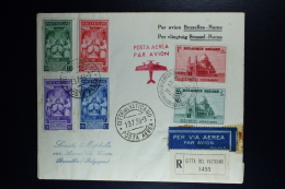 Belgium Airmail Return Cover 1939  Brussels Roma Vaticano Brussels. 1932 OPB 474 + 481 ++ - Sonstige & Ohne Zuordnung