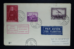 Belgium Card Brussels To Leopoldville Kabinda Belgium - Congo In Red 1930 OPB 303 + 308 Pair + PA5 - Other & Unclassified