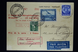 Belgium  First Airmail Exhibition Brussels 1933 Card Brussels Essen VV  Numbered - Sonstige & Ohne Zuordnung