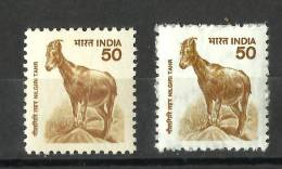 INDIA, 2000, Definitives, Nilgiri Tahr,  Fauna, 2 Different Varieties, See Scan / Details, MNH,(**) - Neufs