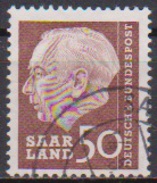 Saarland1957 MiNr.393  O Gest Bundespräsident Theodor Heuss ( 3849 ) - Gebruikt