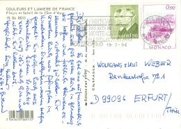 Monaco Monte Carlo MWST 1996 Printemps Des Artes De Monte-Carlo Blume Tulpe 0,90 F. Hafen Schiffe + 1,90 F. Fürst + Kron - Storia Postale