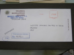 AM4 METER STAMP AFFR. MECCANICA - 1988 GRECIA HELLAS THESSALONIKI REGISTERED MACEDONIA THRACE BANK - Marcofilie - EMA (Printer)