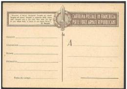 Italia/Italy/Italie Repubblica Sociale, République Sociale, Social Republic: Franchigia, Franchise Militar - Entero Postal