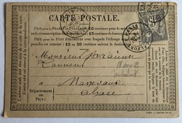 CARTE PRÉCURSEUR Pour TANNEUR A MANSEVAUX Affranchissement Type Sage Octobre 1876 - Vorläufer