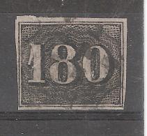 BRASIL / BRESIL / BRAZIL 1850 , Petits Chiffres , Yvert N° 16 A  ,180 R Noir Non Dentelé  Obl ,  TB - Oblitérés