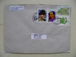 Cover Sent From Turkey To Lithuania 2016 4 Post Stamps - Lettres & Documents