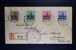 Reich Occupation Belgium Cover Brussels To Stuttgart  14-11-1914  1 Day After Issue Mi  1 + 2 + 3 + 4  4 Color Franking - Bezetting 1914-18