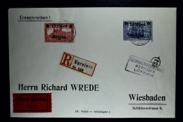 Reich Occupation Belgium Registered Expres Cover Verviers To Wiesbaden 1-11-1918 Mi Nr 8 + 9 - Occupation 1914-18