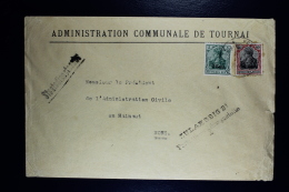 Reich Occupation Belgium Cover Tournai To Mons 1918  Mi Nr 2 + 8   Zulaessig 2 - Occupation 1914-18